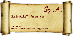 Szinkó Aranka névjegykártya