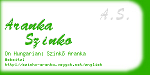 aranka szinko business card
