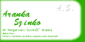 aranka szinko business card